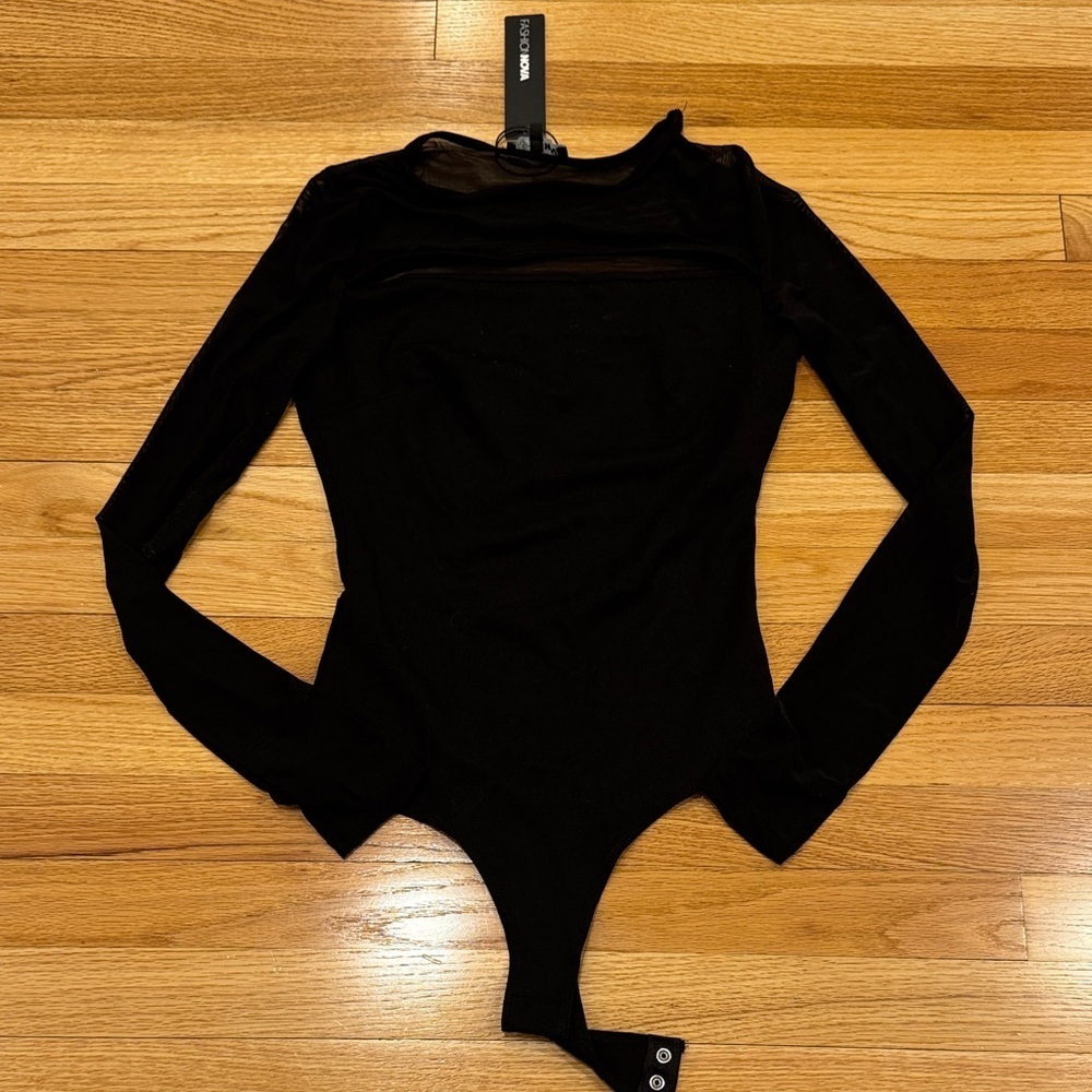 Mesh Black long-sleeve Bodysuit - Picture 3 of 7